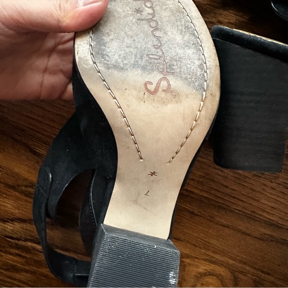 Black Suede Peep Toe Heeled Booties - Picture 10 of 16